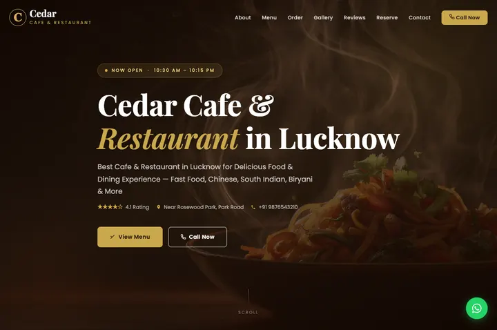 Cedar Café food & hospitality website design