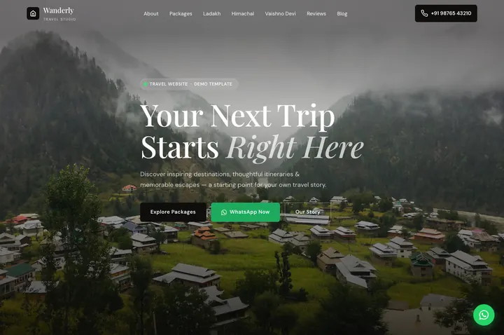 Wanderly travel website design