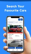 SazCars home screen with vehicle listings and search